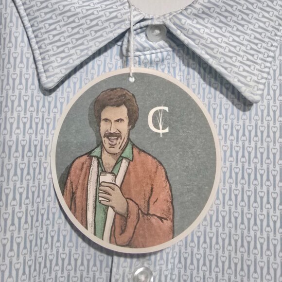 NWT - Criquet Performance Polo - Blue White BOTTLE OPENER - Sz L* - Picture 2 of 7